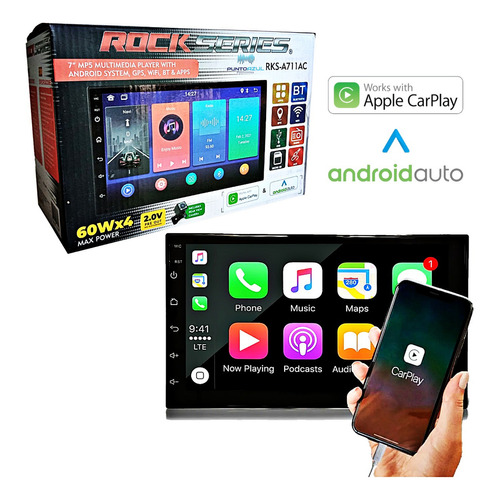 Autoestereo Pantalla Rock Series Rks-a711ac Carplay Android
