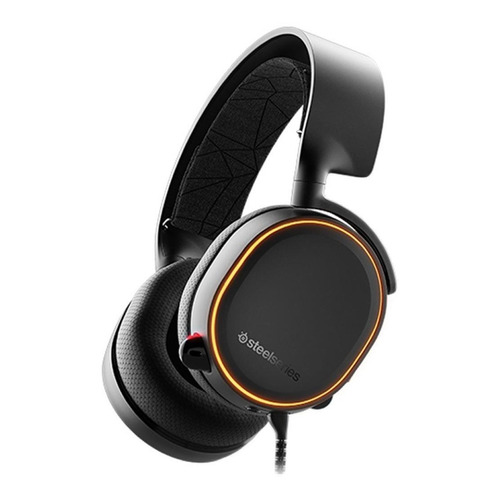 Fone de ouvido on-ear gamer SteelSeries Arctis 5 preto com luz  rgb LED