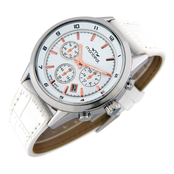 Reloj Montreal Hombre Ml1282 Calendario Malla Cuero Sintét.