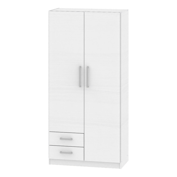 Placard Ropero Mueble Dormitorio Cuarto 2 Puertas 180*87*44 Cm 3 Estantes 2 Cajones Guarda Ropa Perchero Color Blanco Melamina Placar Para Ensamblar