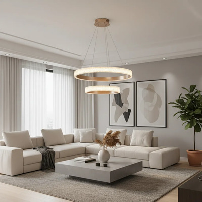 Colgante Aro Led Kumari 75112 112w Calida Ø60+40cm Dorado Dorado