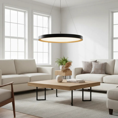 Colgante Nordic R Led Negro Madera Control Remoto Dimer Negro/madera