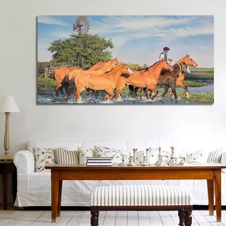 Cuadros Decorativos Animales Caballos En El Campo (120x60cm)