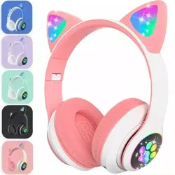 Fone De Ouvido Gatinho Bluetooth Rosa Led Feminina Infantil no Mercado Livre com oferta e cupom de desconto