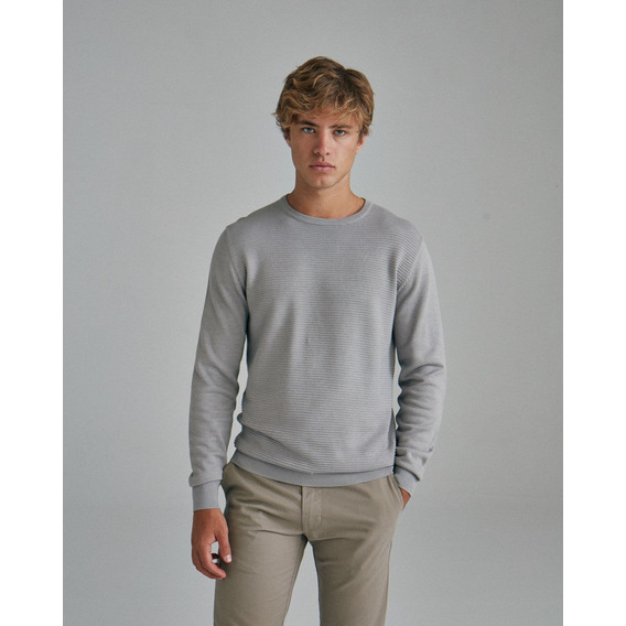 Sweater Berna, Escote Redondo, Liso, Gris Perla, Equus.