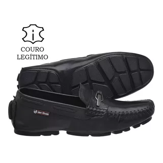 Mocassim Drive Masculino De Couro Legítimo Preto*