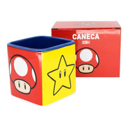 Caneca 300ml Cubo Jogo Nintendo Super Mario Bros Mushroom 