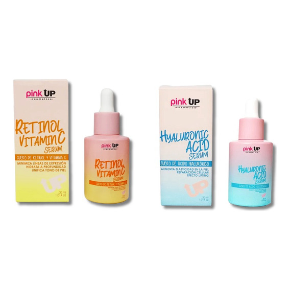 Kit Suero Retinol Vitamina C Y Ácido Hialurónico Pink Up