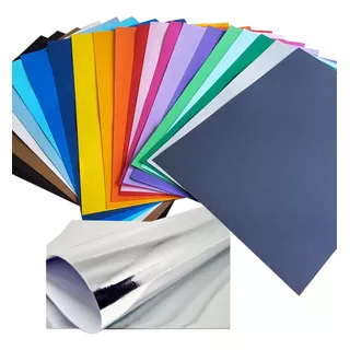 Kit 100 Fls Papel Color Plus 180g A4 20 Fls Laminado Prata 