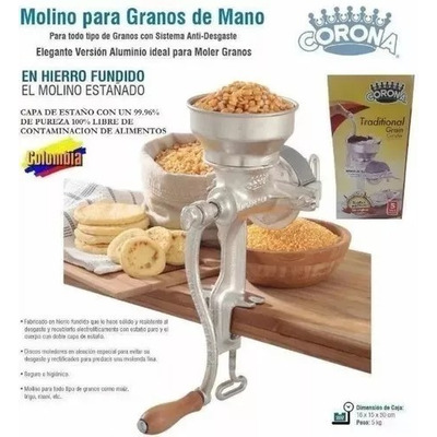 Molino Corona Colombiano Para Moler Coco, Granos Maiz Y Cafe