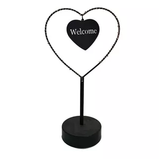 Lámpara De Mesa Welcome Or Love Vintage De Pilas (no Inclu) Color De La Estructura Negro