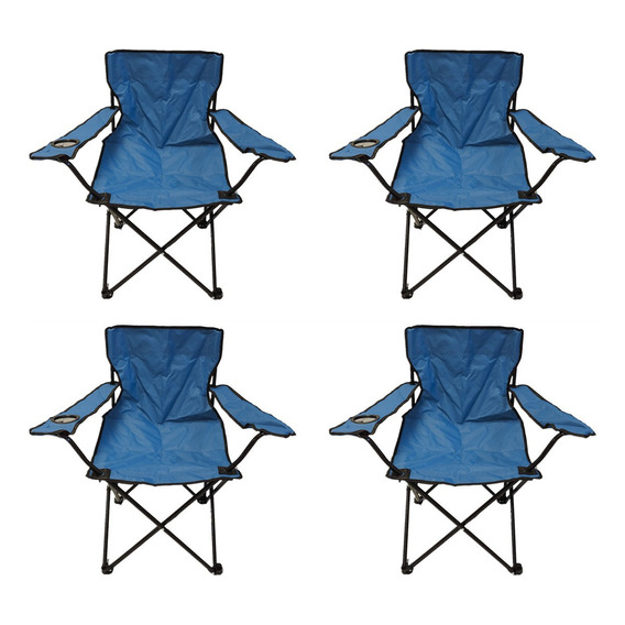 Resel Pack De 4 Sillas Plegables Tipo Camping Para Exterior Color Azul