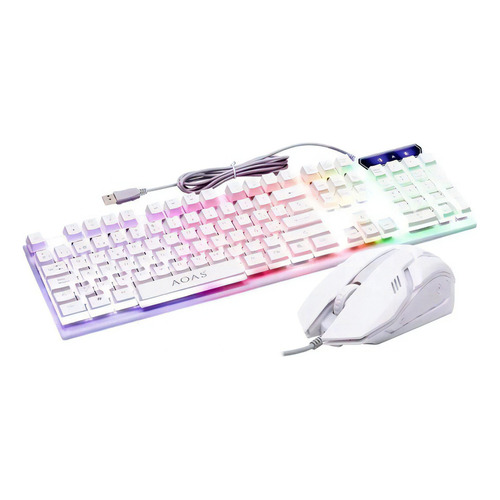 Combo Gamer Teclado Mouse Luz Led Kit 2x1 Usb Pc Ps 4 Ditron Color Del Mouse Blanco Color Del Teclado Blanco