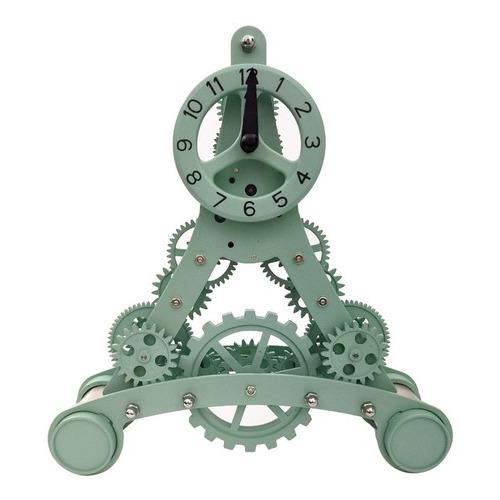 Reloj De Engranes Industrial Triangulo 3d Mediano, 4 Colores Color Verde