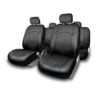 Juego Cubreasiento Universal Ecocuero Negro Rojo Ix46