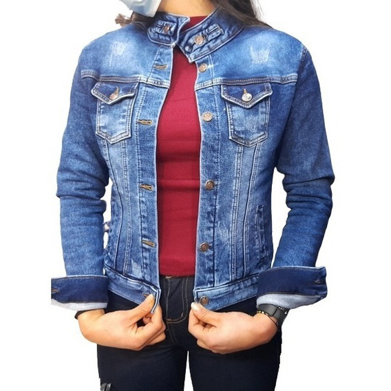 Espectacular Chaqueta Piloto Dama En Jean Excelente Calidad