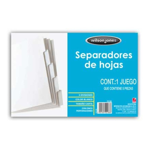 Separador Acco 5 Divisiones Papel Blanco - P2188 /v