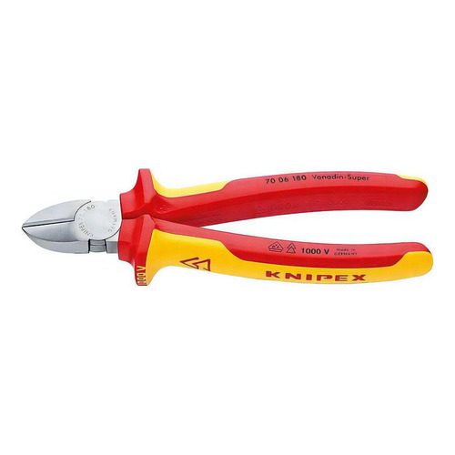 Alicate Diagonal  Knipex Aislación 1000v 2,5mm 180mm Color Rojo