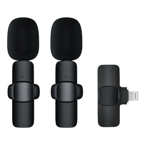 Micrófono profesional Bluetooth de doble solapa para iPhone iPad, color negro