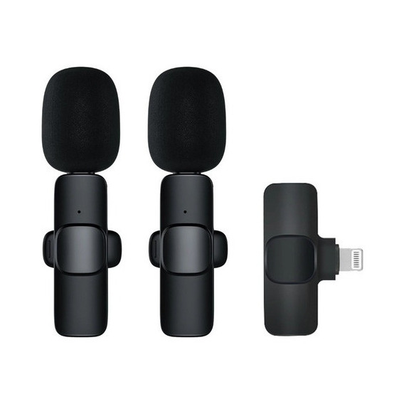 Micrófono profesional Bluetooth de doble solapa para iPhone iPad, color negro