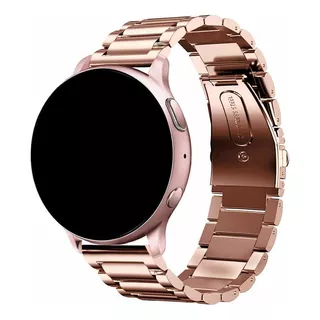 Pulseira 20mm Metal 3 Elos Compatível Com Galaxy Watch3 41mm Cor Rosê Gold