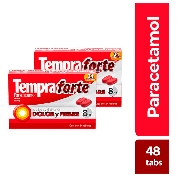 Pack 2 Cajas De Tempra Forte Paracetamol 650mg De 24 Uni C/u