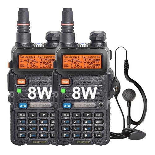Walkie-talkie Baofeng Bi-Banda UV-5R8W de 2 radios y frecuencia UHF-VHF - negro