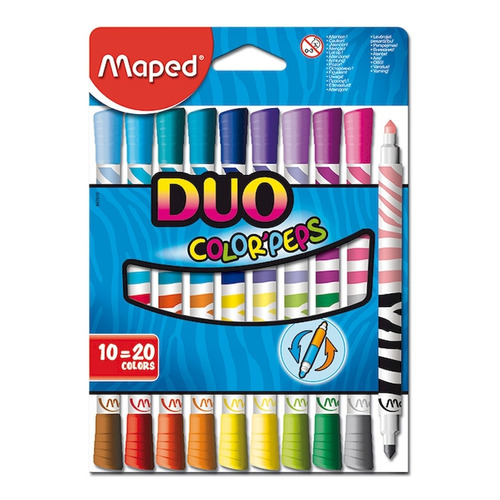 Marcadores Fibras Doble Punta Maped Color Peps Duo X 10 = 20
