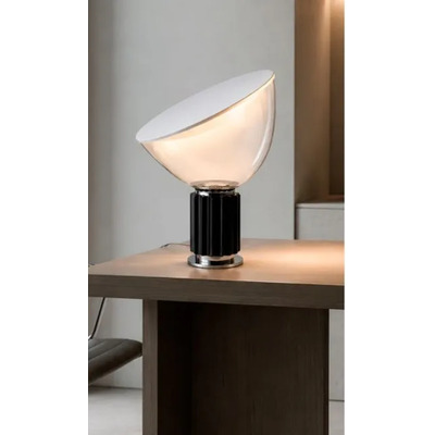 Velador De Mesa Aluminio Negro Y Vidrio Led Negro Transparente