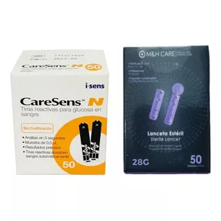 Tirillas Caresens 50 Unidades + Lancetas Color Negro