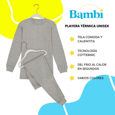 Pantalon Ropa Termica Bambi Algodon Niño Comodo Calientito