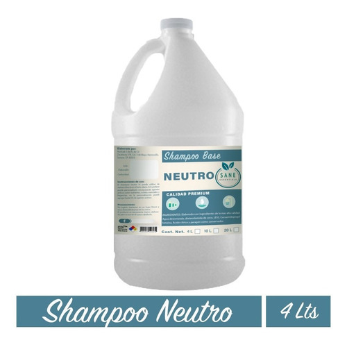  Shampoo Neutro Base Transparente 4 Lt Sin Esencia Sin Aroma