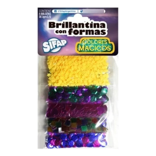 Brillantinas Con Formas Sifap X 5 Bolsitas Color Colores Magicos