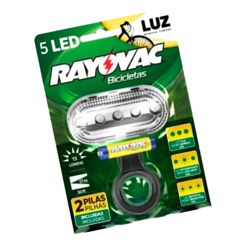 Luz Led Para Bicicleta Delantera Rayovac 5 Led Con Pilas Color Luz Blanca