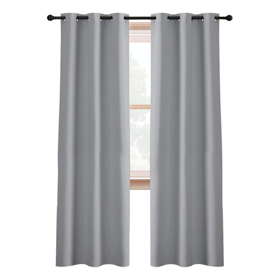 Cortina Semi Blackout Casatua 2 Paños 140x220cm Aislante Color Gris Claro