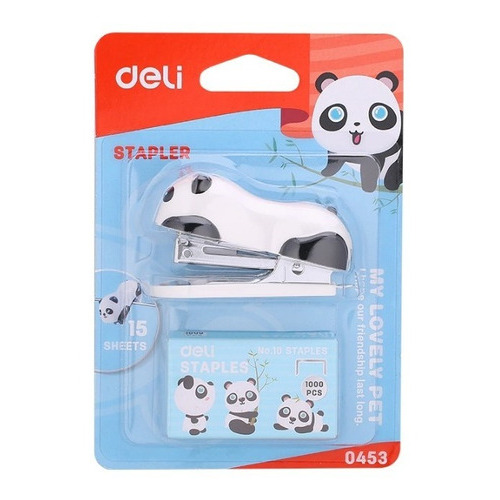 Mini Kit Abrochadora Deli N° 10 Panda Con Broches 0253