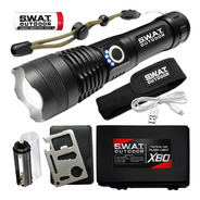 Linterna Táctica Led Swat Outdoor X80 Usb Accesorios Envio