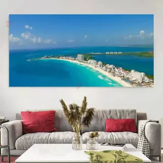 Cuadro Cancún Playa Canvas Grueso 140x70cm