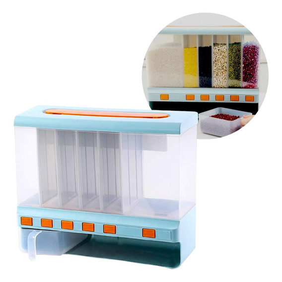 Dispensador Cereales Organizador De Cocina Granos 6 Espacios