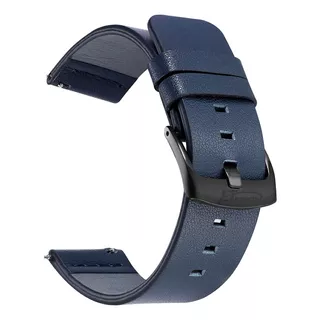 Pulseira Couro Para Galaxy Watch 3 45mm (22mm) Azul-marinho Cor Azul Fivela Preta