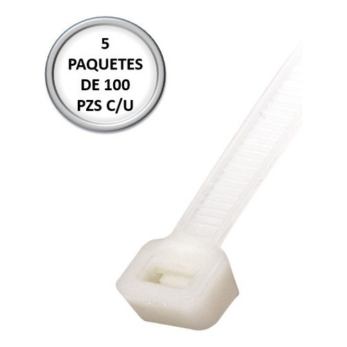 5 Paquetes De Cincho Plastico Blanco 3.6 X 150mm P