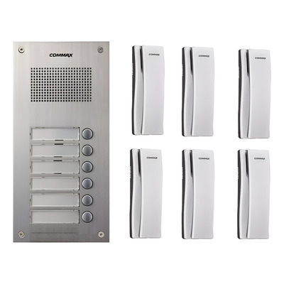 Kit Portero Commax 6 Internos Frente 6um + 6 Tel Ss + Fuente