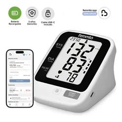 Baumanometro Digital Brazo Recargable USB Monitor Medidor Presión Arterial Tensiómetro Aparato Checador de Presión FEMMTO