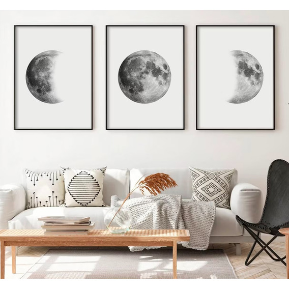 Fases De La Luna C/marco Flotante Canvas Cuadro Decorativo