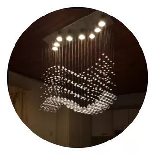 Lustre De Cristal Acrílico Para Sala De Jantar Com Lâmpada