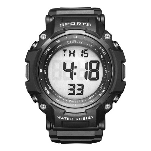 Reloj De Pulsera Diray Para Hombre Deportivo Dr352g1 Color de la correa Negro Color del bisel Negro Color del fondo Gris