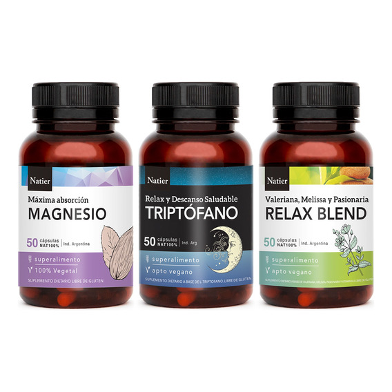 Natier Kit Suplemento Magnesio + Triptófano + Relax Blend