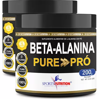 2 Potes Da Beta Alanina 2000mg 100% Pura - Fórmula Exclusiva Com 100 Doses - Sports Nutrition - 200g