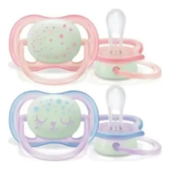 Chupetes X2 Ultra Air Nocturno 0-6 Nena Bebes Philips Avent