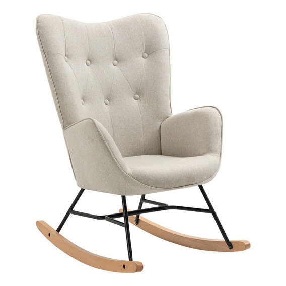 Mecedora Moderna Sillón Silla Comedor Tapizado Tela Color de la estructura de la silla Beige